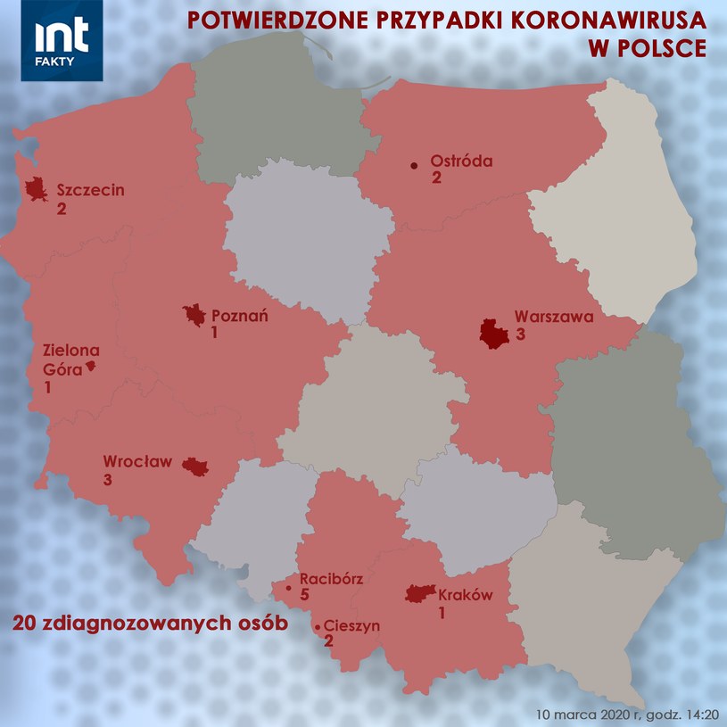 Gdzie do tej pory potwierdzono koronawirusa w Polsce? /INTERIA.PL