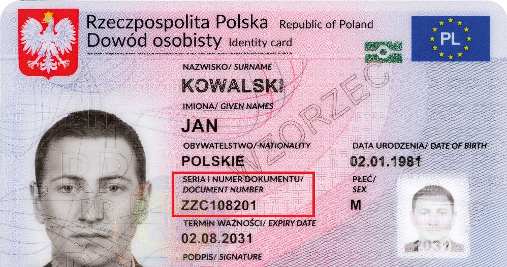 Gdzie jest numer i seria dowodu osobistego na awersie dokumentu? /gov.pl /materiały prasowe