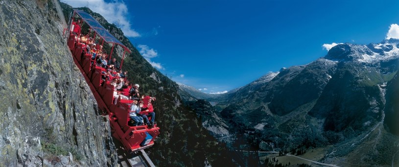 Gelmerbahn Handegg to najbardziej stroma kolej linowo-terenowa w Europie /Switzerland Tourism