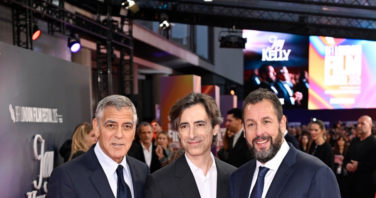 George Clooney, Noah Baumbach i Adam Sandler na pokazie filmu "Jay Kelly" - London Film Festival 2025 /Gareth Cattermole /Getty Images