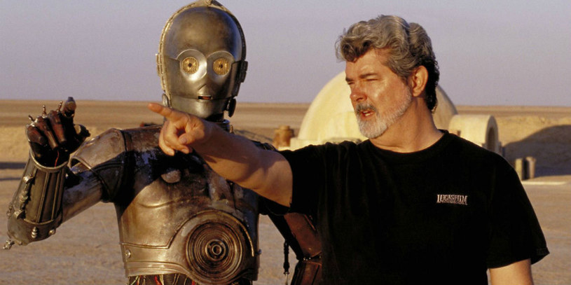George Lucas (po prawej) na planie "Gwiezdnych Wojen" /INTERIA.PL/materiały prasowe