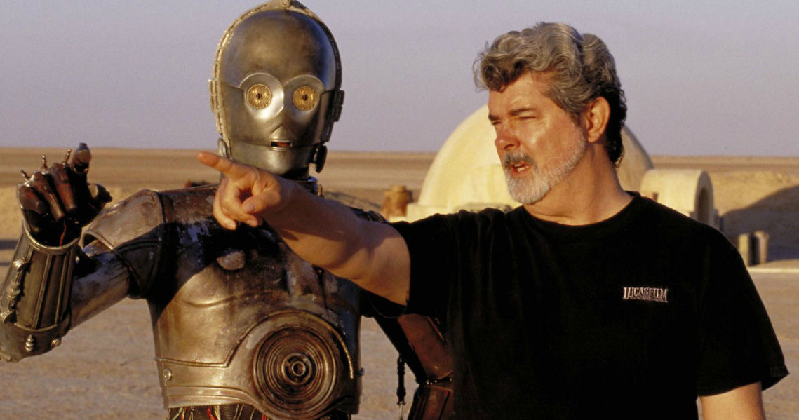 George Lucas (po prawej) na planie "Gwiezdnych Wojen" /INTERIA.PL/materiały prasowe