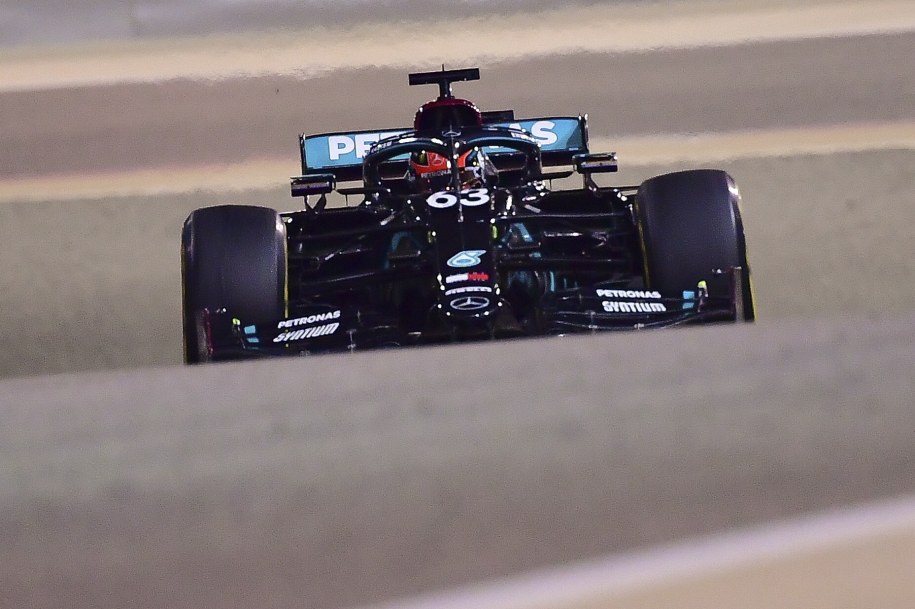 George Russell w trakcie wyścigu /Giuseppe Cacace / Pool /PAP/EPA