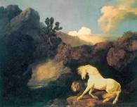 George Stubbs, Koń wystraszony przez lwa, 1770 /Encyklopedia Internautica