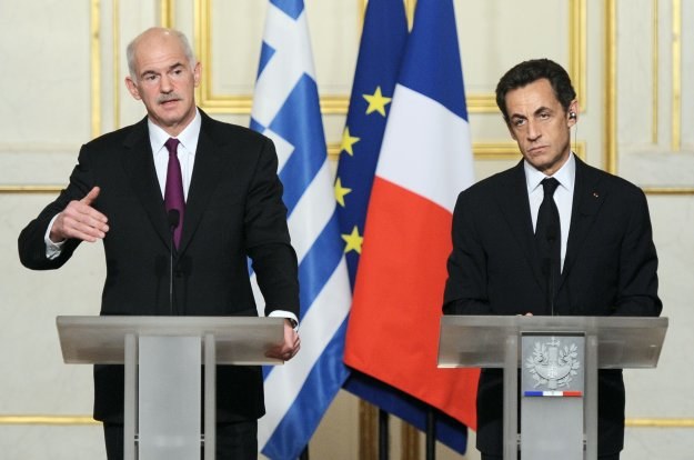 Georgios Papandreu i Nicolas Sarkozy /AFP