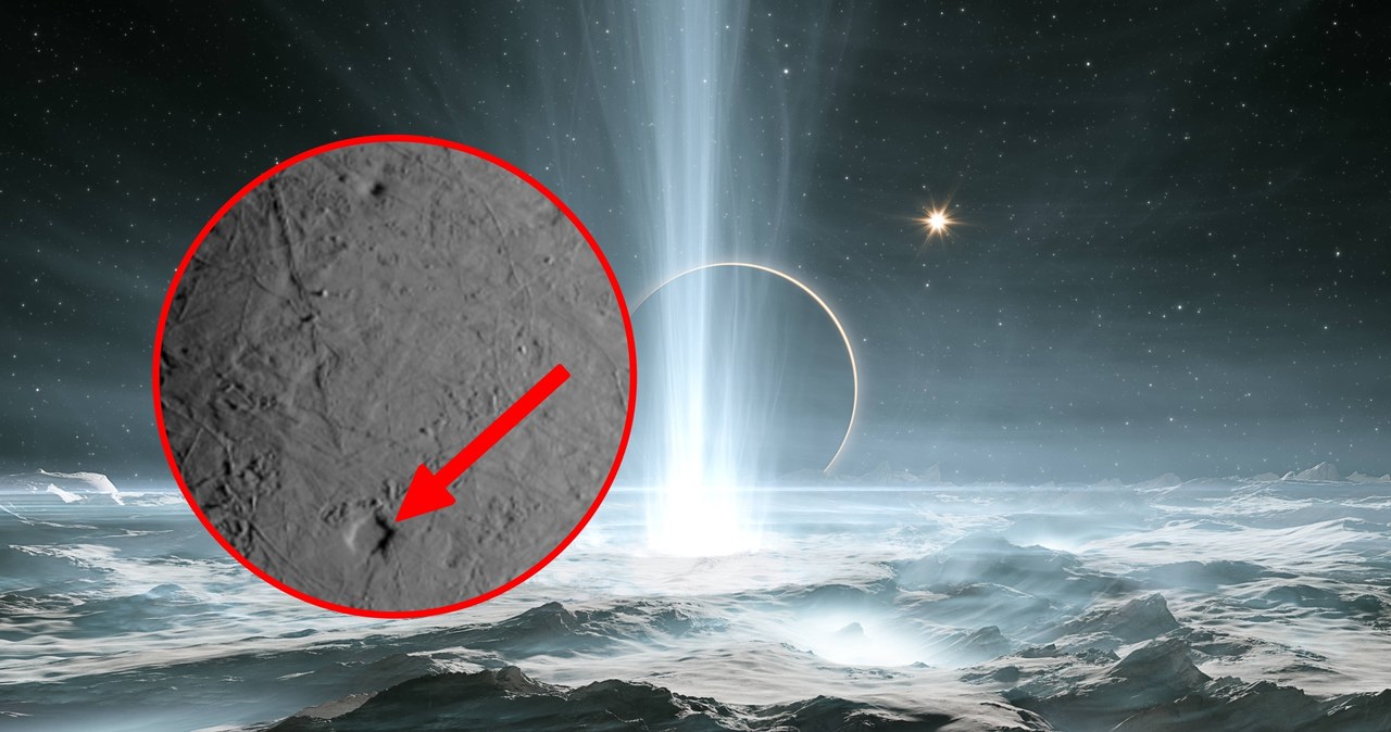 Gigantyczna dziura w lodowym księżycu Jowisza może być czymś, co znamy z naszego Księżyca. /Facebook / NASA Solar System Exploration /123RF/PICSEL