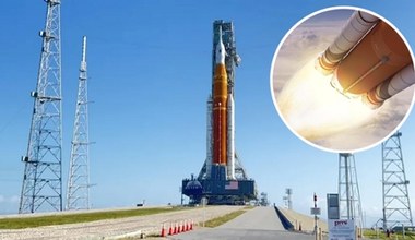 Gigantyczna rakieta NASA na stanowisku startowym. Lot wokół Księżyca