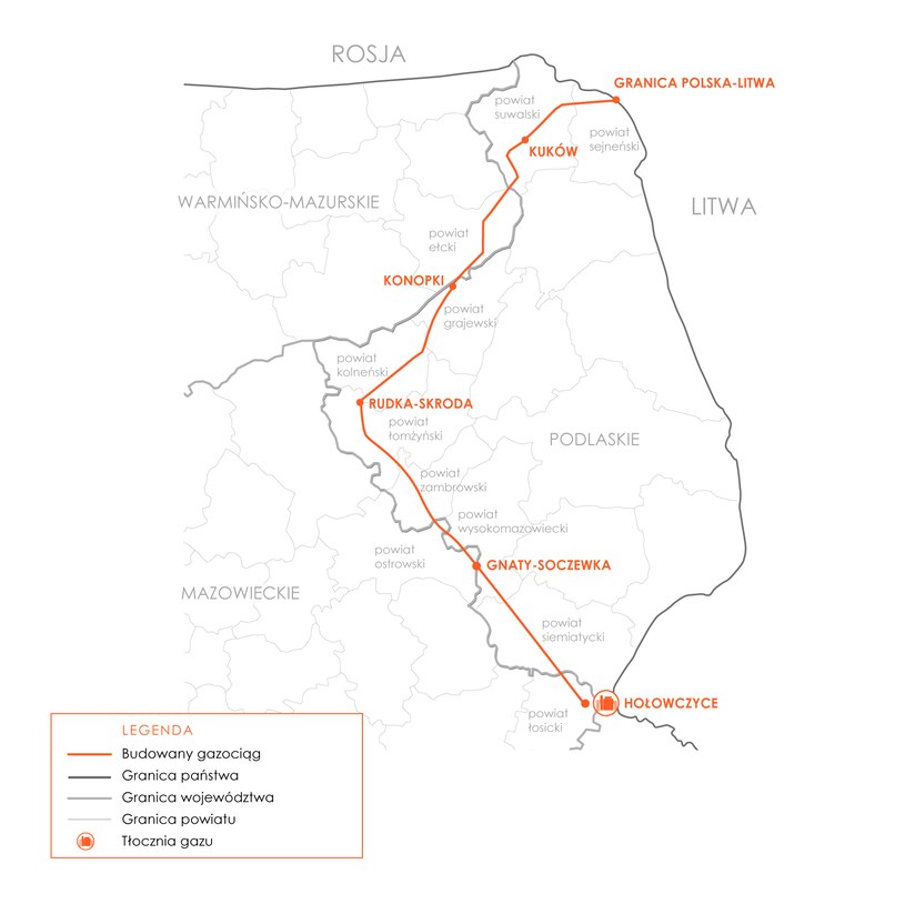 GIPL przebiega przez trzy województwa /www.gaz-system.pl /materiały prasowe