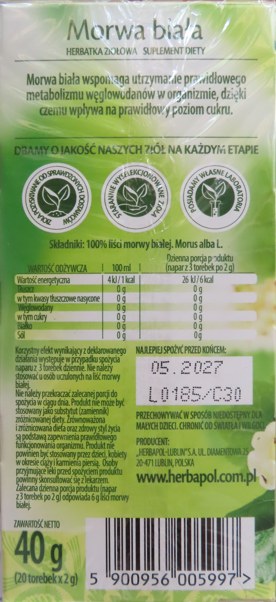 GIS ostrzega przed spożywaniem herbatki ziołowej Morwa biała /GIS /Główny Inspektorat Sanitarny