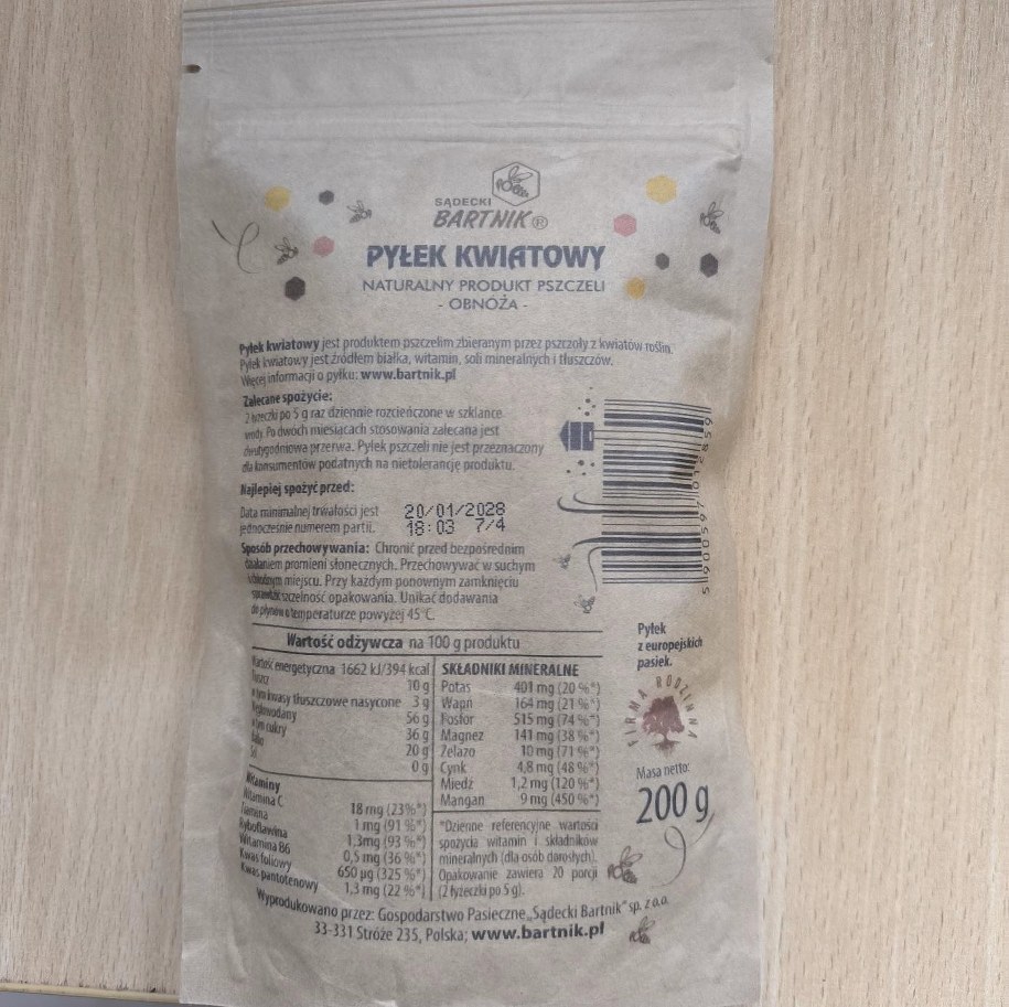 GIS wydał ostrzeżenie przed przekroczenia najwyższych dopuszczalnych poziomów alkaloidów pirolizydynowych w partii pyłku kwiatowego firmy Sądecki Bartnik /Główny Inspektorat Sanitarny /Główny Inspektorat Sanitarny