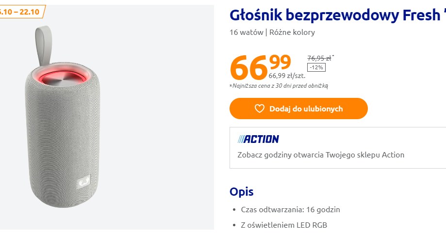 Głośnik bezprzewodowy na promocji w Action /Action /INTERIA.PL