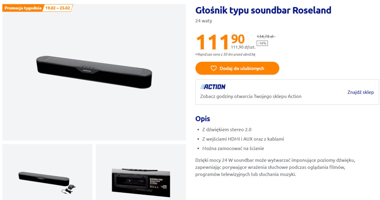 Głośnik typu soundbar Roseland /Action/screenshot /INTERIA.PL