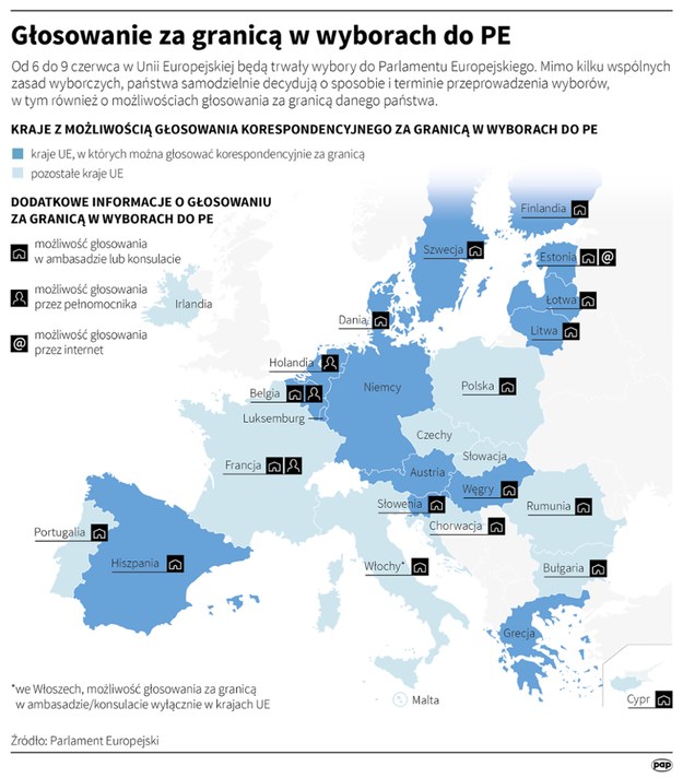 Głosowanie za granicą w wyborach do Parlamentu Europejskiego /Mateusz Krymski /PAP