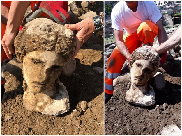 Głowa to według archeologów element statuy młodego boga Dionizosa /MUNICIPALITY OF ROME /PAP/EPA