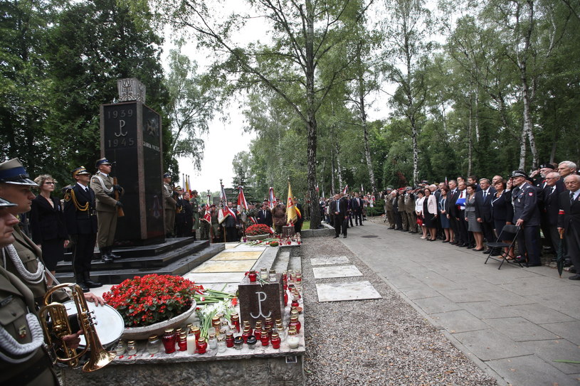 Główne uroczystości rocznicowe odbyły się przy pomniku Gloria Victis na Cmentarzu Wojskowym na Powązkach /Rafał Guz /PAP