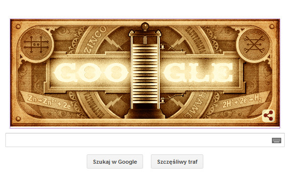 Google Doodle na cześć Alessandro Volty. /materiały prasowe