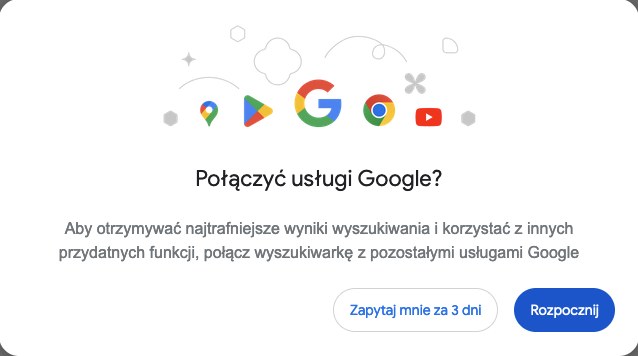 Google pyta o łączenie usług. /Zrzut ekranu /INTERIA.PL