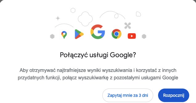 Google pyta o łączenie usług. /Zrzut ekranu /INTERIA.PL
