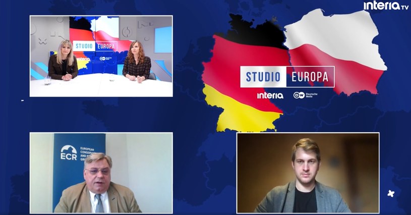 Gośćmi "Studia Europa" byli Kosma Złotowski i Michael Bloss /INTERIA.PL