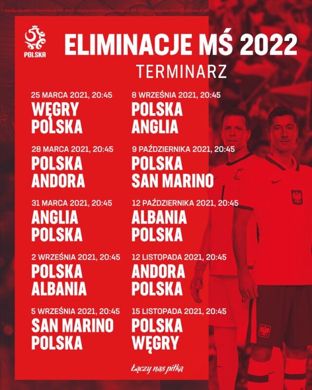 Grafik spotkań Polaków na eliminacje MŚ 2022 /Łączy nas piłka /