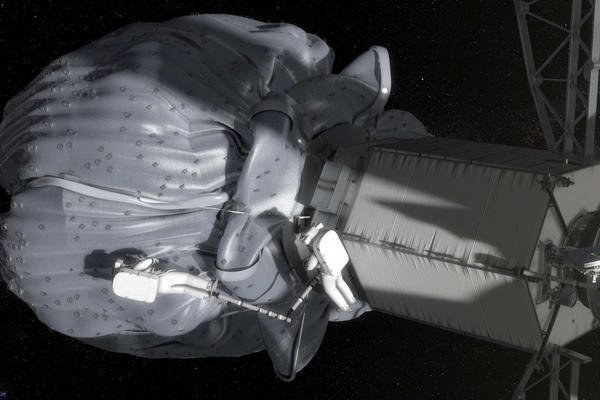 Grafika prezentująca EVA podczas misji przy planetoidzie. /NASA