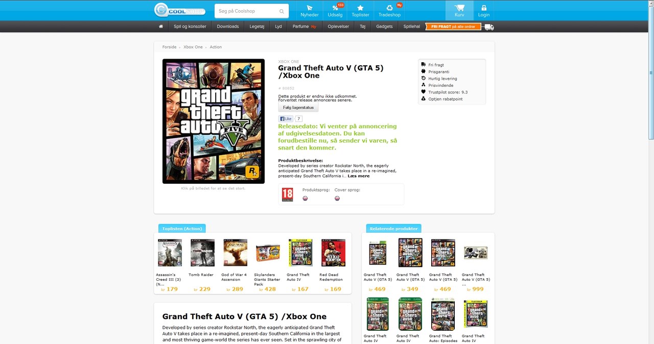 Grand Theft Auto V na konsolę Xbox One w ofercie duńskiego sklepu CoolShop /materiały prasowe