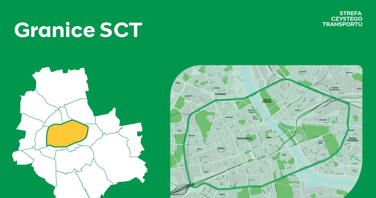 Granice strefy czystego transportu w Warszawie - mapa /ZDM Warszawa /materiały prasowe