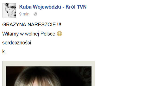 Grażynie Torbickiej pogratulował też Kuba Wojewódzki /Kuba Wojewódzki - Król TVN /Facebook