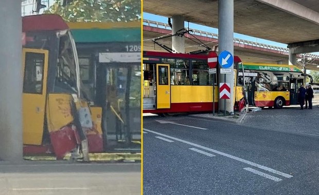 Groźna kraksa w Łodzi. Tramwaj zderzył się z autobusem