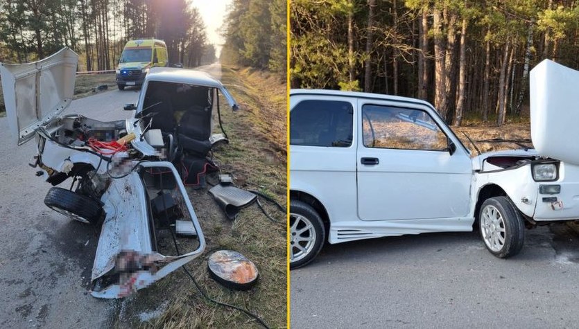 Groźnie wyglądający wypadek na Lubelszczyźnie. "Maluch" rozerwany na pół 