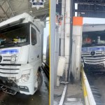 Groźny incydent na A4. Ciężarówka staranowała bramkę 