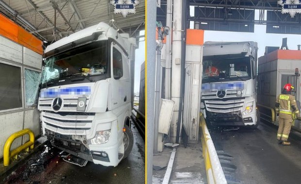 Groźny incydent na A4. Ciężarówka staranowała bramkę 