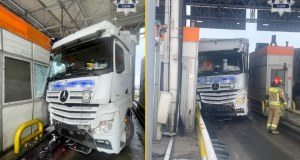 Groźny incydent na A4. Ciężarówka staranowała bramkę 