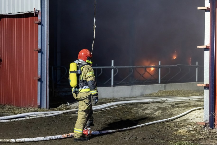 Groźny pożar w Lubuskiem, zawalił się dach. W środku byli ludzie