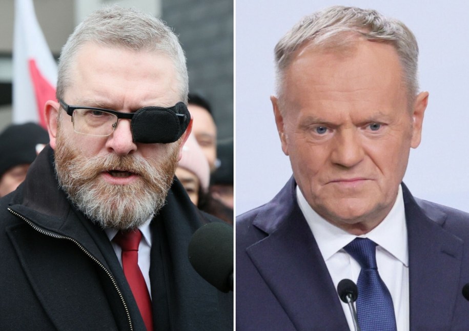 Grzegorz Braun, Donald Tusk, fot. Anita Walczewska /	Wojciech Olkuśnik /East News