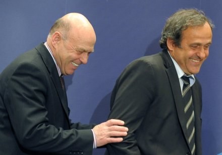 Grzegorz Lato i Michel Platini /AFP