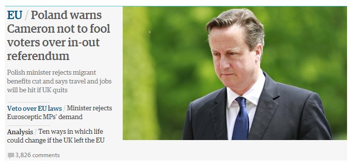 Guardian: Polska ostrzega Davida Camerona /http://www.theguardian.com/ /