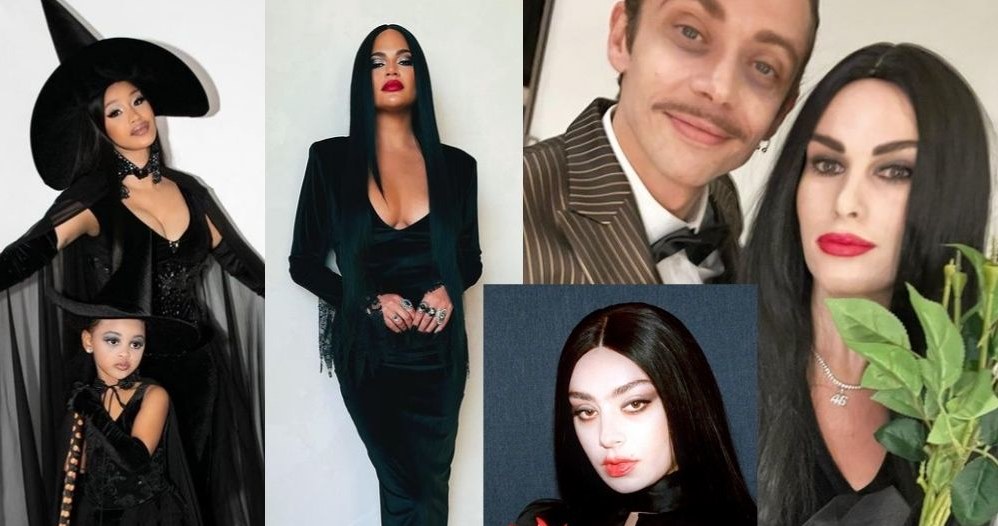 Gwiazdy jako Morticia Addams fot. Instagram (instagram.com/iamcardib, instagram.com/chrissyteigen, instagram.com/charli_xcx, instagram.com/francescasofianovello) /Instagram