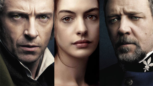 Gwiazdy "Nędzników": Hugh Jackman, Anne Hathaway i Russell Crowe. /materiały dystrybutora