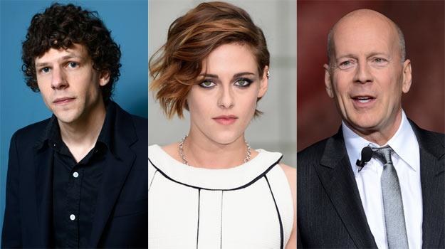 Gwiazdy nowego filmu Woody'ego Allena: Jesse Eisenberg, Kristen Stewart i Bruce Willis /Getty Images