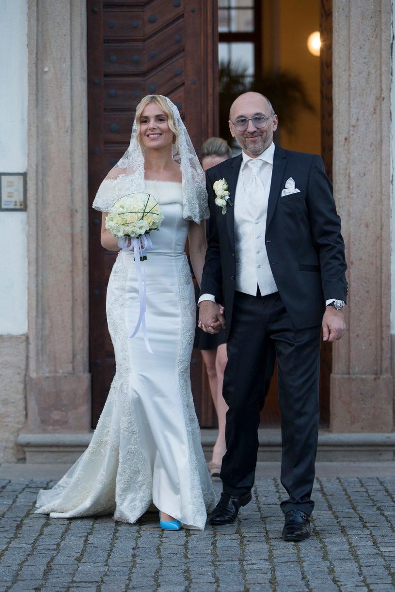 Halina Mlynkova i Leszek Wronka w dniu ślubu /Foto IP