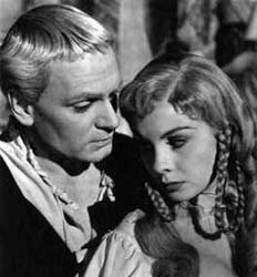 Hamlet (Laurence Olivier) i Ofelia (Jean Simmons) w filmie Hamlet, 1948 r. /Encyklopedia Internautica