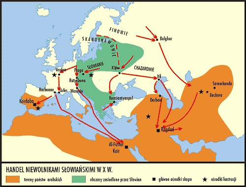 Handel niewolnikami słowiańskimi w X w. /Encyklopedia Internautica
