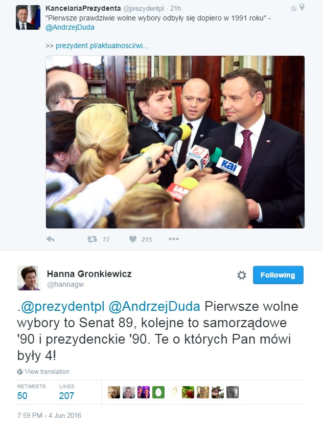 Hanna Gronkiewicz-Waltz na Twitterze /Twitter