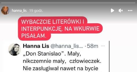 Hanna Lis krytykuje Stanisława Dziwisza /Instagram/hanna_lis /Instagram