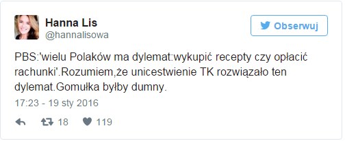 Hanna Lis na Twitterze /Twitter