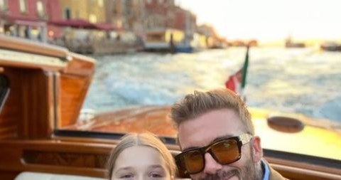 Harper Beckham i David Beckham podczas wakacji we Włoszech /www.instagram.com/davidbeckham/