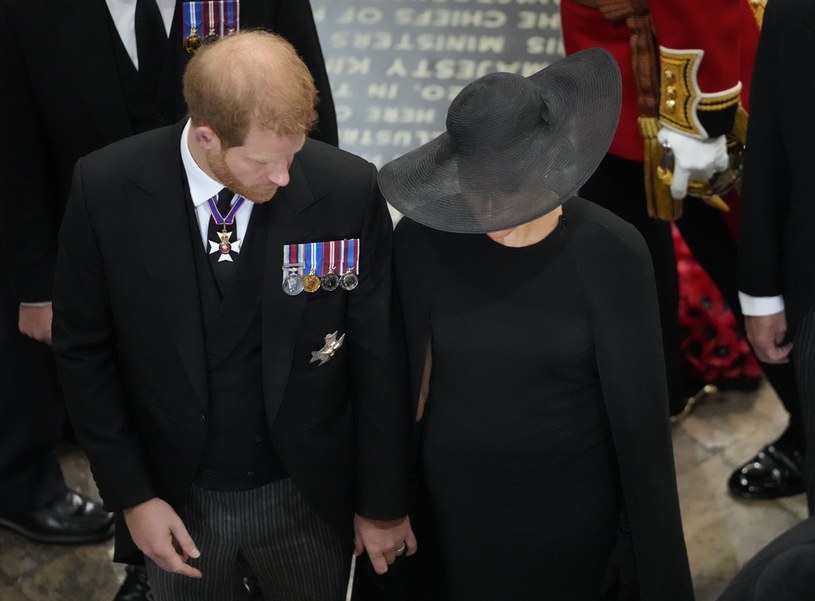 Harry i Meghan podczas pogrzebu królowej Elżbiety II /WPA Pool /Getty Images