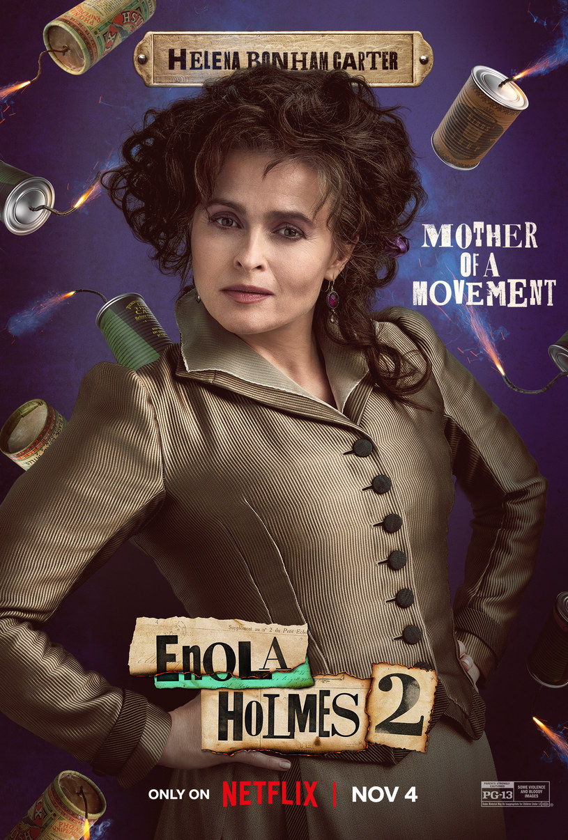 Helena Bonham Carter na plakacie promocyjnym filmu "Enola Holmes 2" /Netflix /materiały prasowe