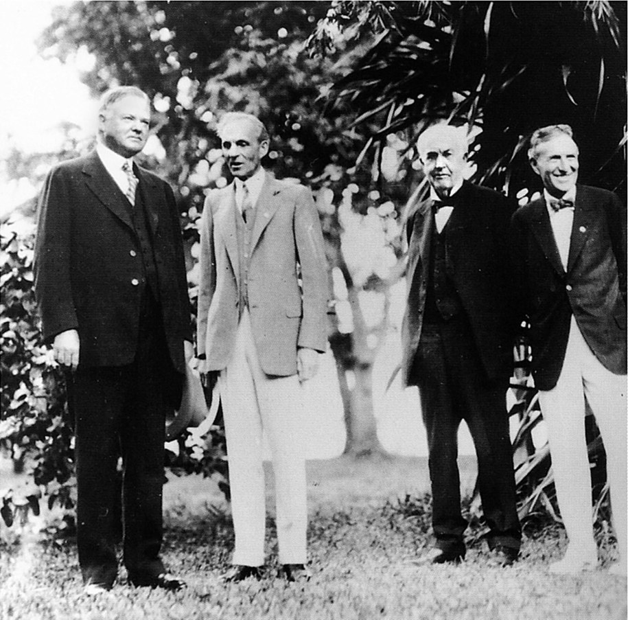 Herbert Hoover, Henry Ford, Thomas Edison i Harvey Firestone, 11 luty 1929 /HERBERT HOOVER LIBRARY /PAP/EPA